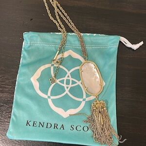 Kendra Scott, long opal necklace, gold color w/ opal stone